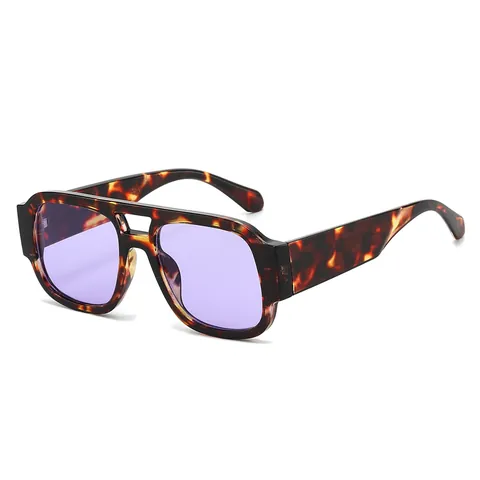 Lunettes De Soleil Polarisées Carrées Rétro Monture PC Verres AC Protection UV400 Double Pont Surdimensionnées Unisexes