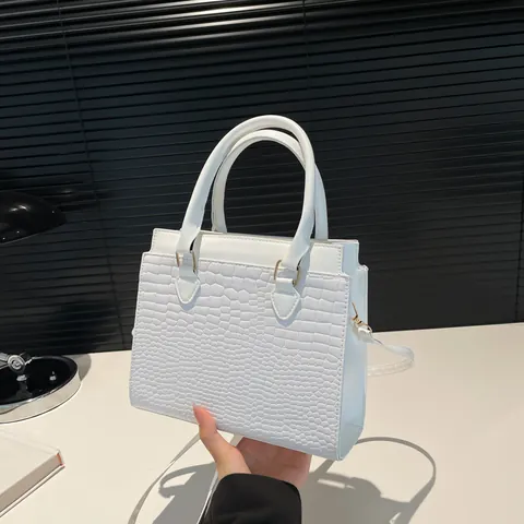 Damen Tote-Bag aus PU-Leder mit Kroko-Prägung Mode Schultertasche Handtasche Mit Abnehmbarem Gurt Für Den Täglichen Gebrauch