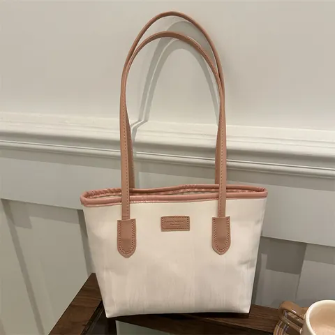 Bolso Tote de Mujer Gran Capacidad Minimalista Cuero PU Color Contraste Bolso de Hombro Para Trabajo Casual Viaje Diario