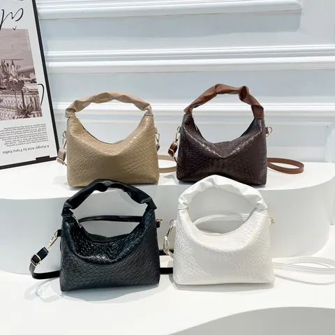 Damen Geflochtene PU Leder Achseltasche Mit Gerafftem Griff Mode Hobo Schulter Umhängetasche Mit Verstellbarem Riemen