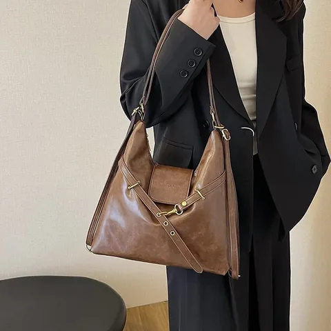 Mochila Retro de Gran Capacidad para Mujer Cuero PU Bolso de Hombro Vintage Commuter Tote Moda Trabajo Viaje