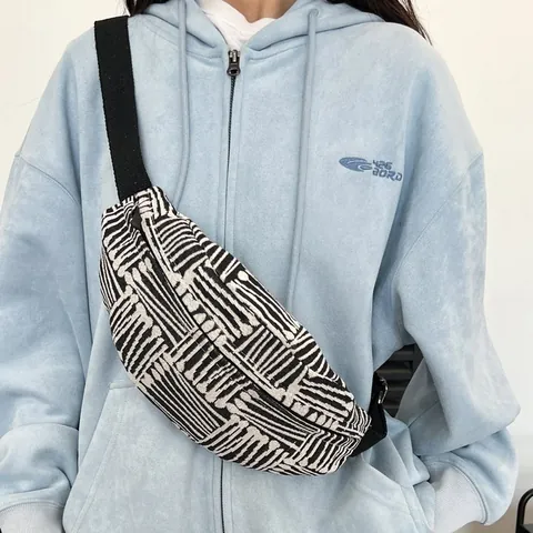 Dames Geometrische Gestreepte Nylon Borsttas Etnische Stijl Crossbody Heuptas Casual Reizen Schouder Heuptas