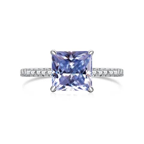 Princess Cut Moissanite 925 Sterling Zilveren Ring Met GRA-certificaat Luxe Pave-zetting Verloving Bruiloft Sieraden Voor Vrouwen