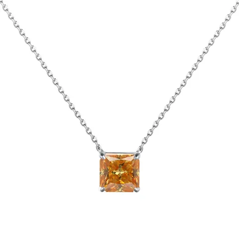Collar con Colgante de Plata de Ley 925 Moissanita Corte Princesa para Mujer Joyería de Piedras Preciosas de Colores Cuadradas