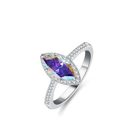 Luxury 925 Sterling Silver Moissanite Ring Marquise Cut Halo Moissanite Engagement Ring For Women Vintage Elegant Jewelry