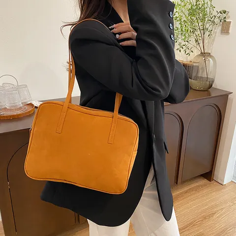 Borsa a Tracolla Vintage in Pelle PU Opaca Per Donna Borsa a Mano Quadrata di Grande Capacità Per Pendolari Quotidiani