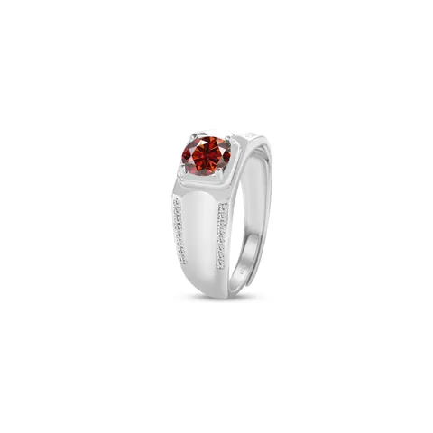 Anillo de Moissanita para Hombre de Plata de Ley 925 1.0 Quilates Corte Redondo Chapado en Platino Ajustable Joyería de Lujo