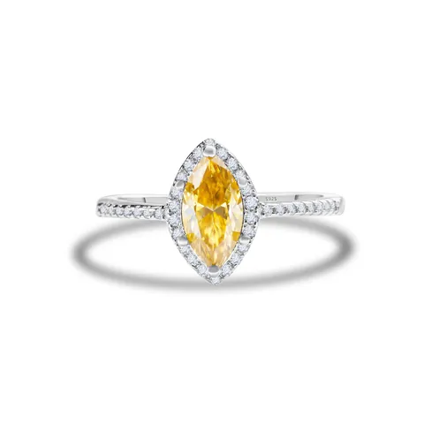 Luxury S925 Sterling Silver Marquise Cut Moissanite Ring For Women Sparkling Halo Pave Wedding Engagement Jewelry Gift
