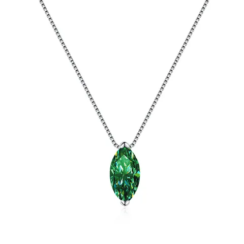 S925 Sterling Silver Marquise Cut Moissanite Pendant Necklace Elegant D Color VVS1 Gemstone Clavicle Chain Jewelry For Women