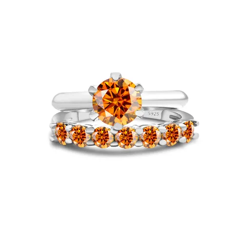 Set di Fedi nuziali in Argento Sterling S925 Con Moissanite e Certificato GRA Gioielli di Lusso Multicolore per Anniversario Donna