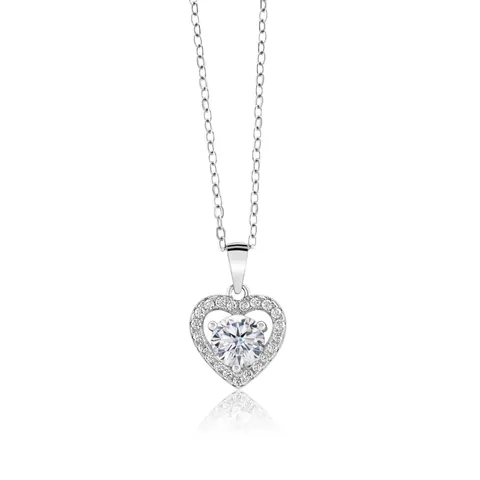 Collar con Colgante de Corazón de Plata de Ley 925 Moissanita para Mujer Piedra de Color Talla Redonda Joyería Elegante Regalo