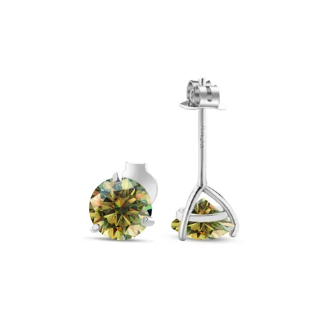 Minimalist 925 Sterling Silver Stud Earrings For Women With Round Brilliant Cut Moissanite 3-Prong Setting Jewelry Accessory