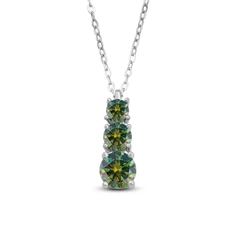 S925 Sterling Silver Three Stone Vertical Moissanite Pendant Necklace For Women Elegant Jewelry Graduation Wedding Gift