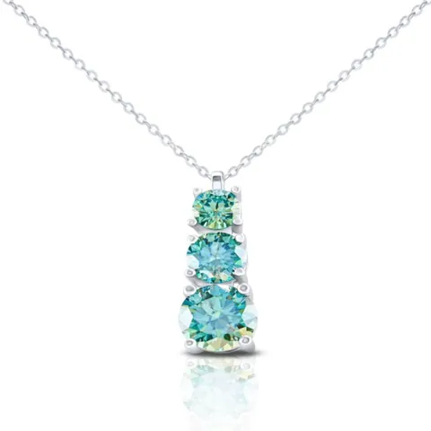 S925 Sterling Silver Three Stone Vertical Moissanite Pendant Necklace For Women Elegant Jewelry Graduation Wedding Gift