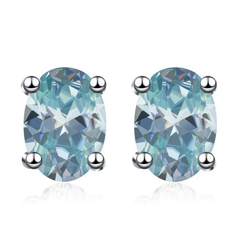 925 Sterling Silver Moissanite Oval Stud Earrings Four Prong Setting Elegant Colorful Gemstone Earrings For Women Jewelry