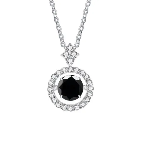 925 Sterling Zilver Moissanite Halsketting Ronde Halo Hanger Eén Karaat D Kleur VVS1 Elegante Sieraden Voor Vrouwen Huwelijkscadeau