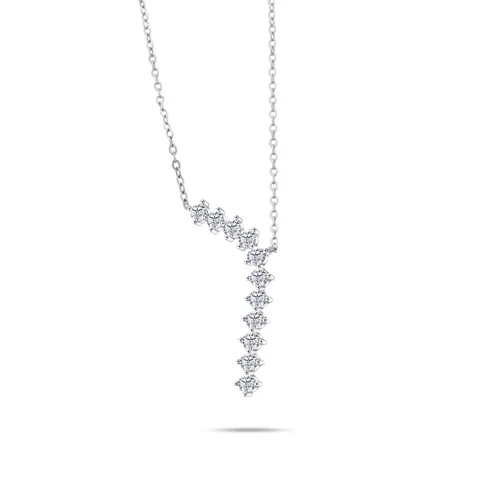 925 Sterlingsilber Moissanit Anhänger Halskette Für Damen Elegantes Nischendesign Umgekehrtes L-Form Schlüsselbeinkette Schmuck Geburtstag Geschenk