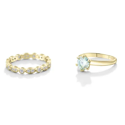 18K Verguld 925 Sterling Zilver Rond Moissaniet Hoofdring En Golvende Band Voor Vrouwen Bruiloft Sieraden GRA Gecertificeerd