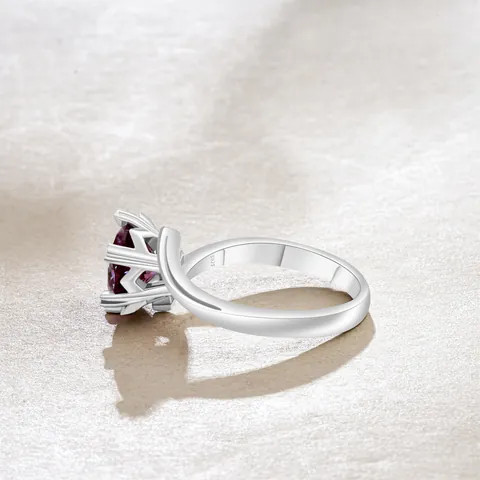 Luxus Rundschliff Moissanit Ring 925 Sterlingsilber Sechs-Krallen-Fassung Funkelnder Diamant Verlobungsring Hochzeit Schmuck Für Damen