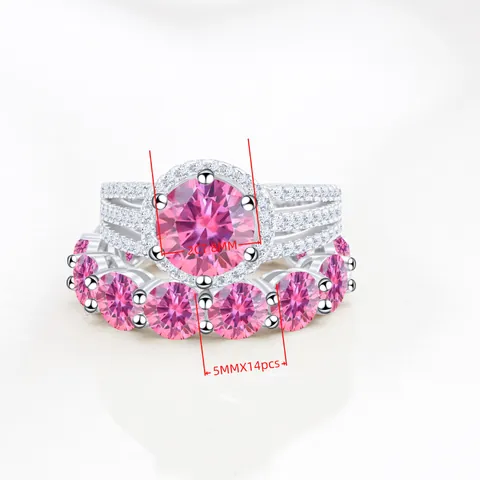 Round Cut Moissanite 925 Sterling Silver Rings For Women Wedding Engagement Luxury Statement Eternity Band Rings Jewelry