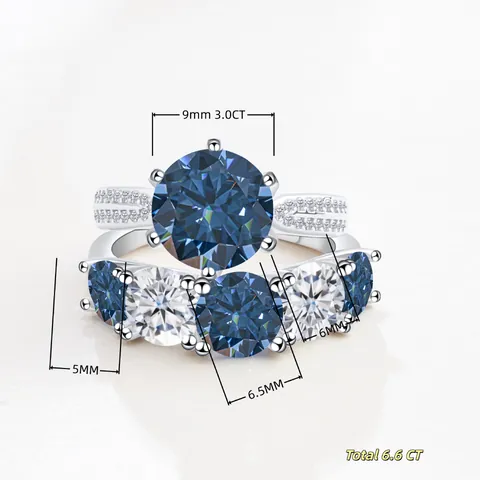 Luxe S925 Sterling Zilver D Kleur Moissanite Hoofdring En Band Ronde Slijpvorm Kroonzetting Sieraden Voor Dames Verloving