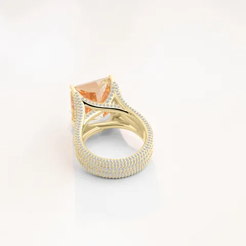 Luxurious Moissanite Ring For Women 925 Sterling Silver Gold Plated 10x14mm Princess Cut Gemstone Ring With GRA Certificate