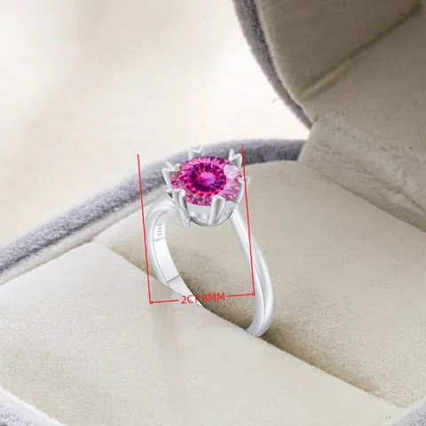 Luxus Rundschliff Moissanit Ring 925 Sterlingsilber Sechs-Krallen-Fassung Funkelnder Diamant Verlobungsring Hochzeit Schmuck Für Damen