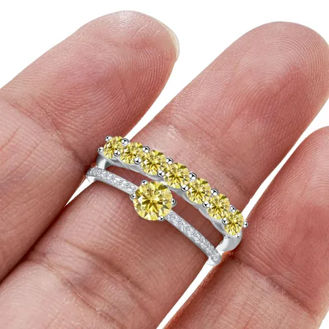 925 Sterling Silver Moissanite Ring Set For Women Luxury Round Cut Stackable Crown Engagement Ring Wedding Jewelry