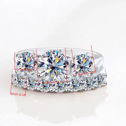 Luxe 925 Sterling Zilver Moissanite Ring Hoofdring En Bijpassende Band Voor Vrouwen Fonkelende Verlovingssieraden