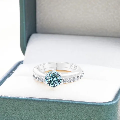 Set Di Anelli In Argento Sterling S925 Moissanite Per Donna Anello Di Fidanzamento Di Matrimonio In Moissanite Taglio Rotondo Da 3 Carati Con Certificato GRA