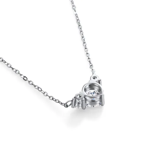 925 Sterling Silber Moissanit Halskette Drei-Steine Rundschliff Anhänger Für Damen Luxus Moissanit Diamant Anhänger Halsketten Schmuck Geschenk
