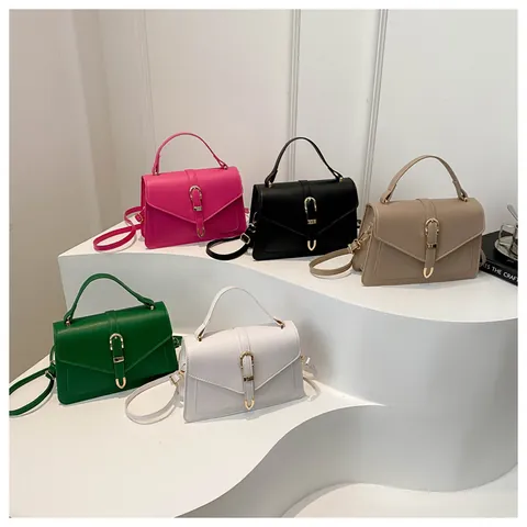 Women Shoulder Bag PU Leather Flap Magnetic Snap Top Handle Crossbody Simple Fashion Ladies Commuter Square Purse