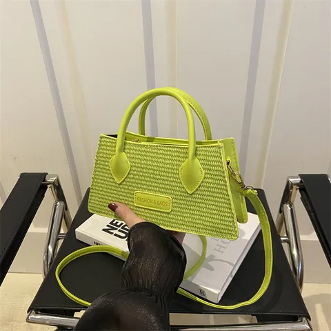 Damen Fashion Webstruktur PU Leder Handtasche Kleine Trapez Umhängetasche Mit Verstellbarem Gurt Einfarbig Minimalistische Tägliche Tote