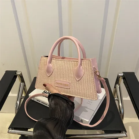 Damen Fashion Webstruktur PU Leder Handtasche Kleine Trapez Umhängetasche Mit Verstellbarem Gurt Einfarbig Minimalistische Tägliche Tote