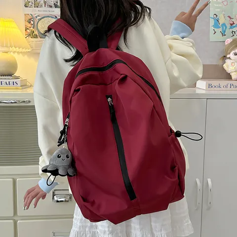 Damen Mode Nylon Rucksack Für Schule Reise Große Kapazität Minimalistischer Studenten-Rucksack Mit Süßem Oktopus-Anhänger