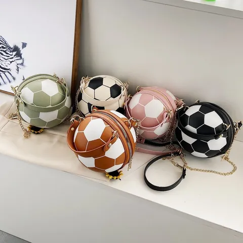 Borsa a Tracolla Creativa da Donna a Forma di Pallone da Basket e Calcio in Pelle PU con Catena per Feste Casual
