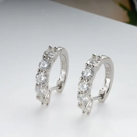 Classic 925 Sterling Silver Moissanite Stud Earrings For Women Round Cut Diamond Earring Anniversary Jewelry Gift With Certificate