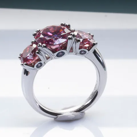 S925 Sterlingsilber Drei Steine Moissanit Ring Rund Brillantschliff D Farbe Funkelnder Schmuck Für Damen Verlobung Hochzeit