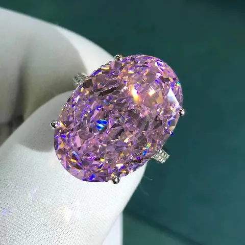 Luxury Oval Cut High Carbon Diamond Zirconia Ring Silver Plated Exquisite 3EX VVS Wedding Party Fashion Jewelry Gift For Women