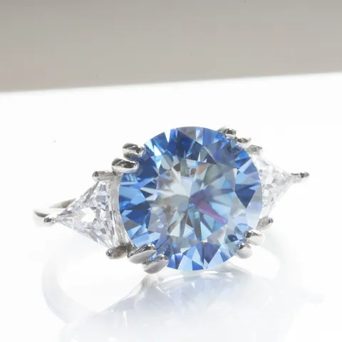 Luxus 5 Karat Rundschliff Moissanit Ring Für Herren Damen Versilbert Drei Steine Design Verlobung Hochzeit Schmuck