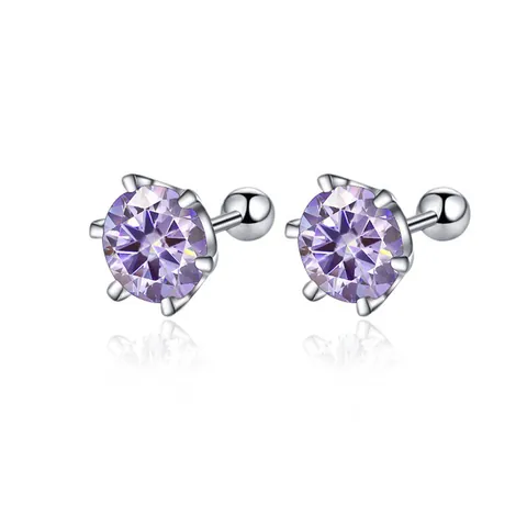 925 Sterling Silver Moissanite Stud Earrings Round Brilliant Cut 6 Prong Screw Back Earrings For Women Luxury Jewelry Gift