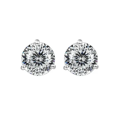 S925 Sterling Silber Moissanit Ohrstecker 3-Zacken Rundschliff Labor Diamant Schmuck Mit 925 Sterlingsilber Ohrstecker-Stift Damen