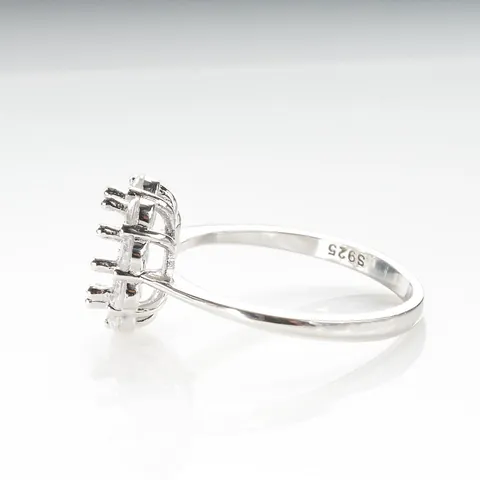Luxury 925 Sterling Silver Moissanite Ring Semi Mount Halo Sunflower Round Stone Setting For Men Wedding Jewelry Gift