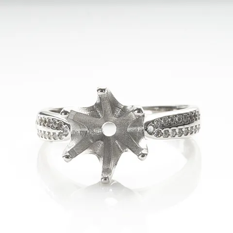 Luxury 925 Sterling Silver Round Cut Moissanite Ring For Women Six Prong Crown Setting Zirconia Side Stone Jewelry Ring Gift