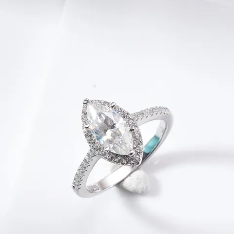 Marquise Moissanite Ring 925 Sterling Silver Halo Engagement Wedding Jewelry For Women Elegant Sparkly Anniversary Gift