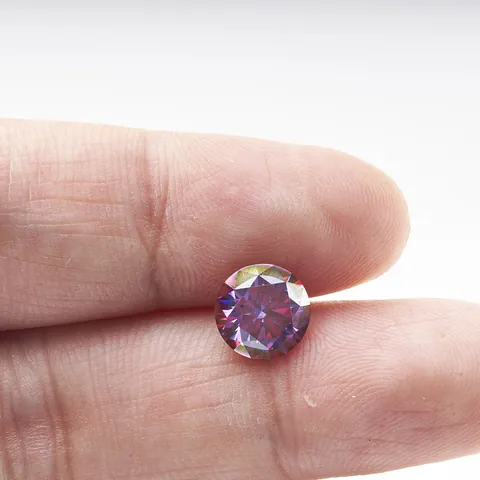 Ronde Briljant Geslepen Moissaniet Losse Steen VVS Helderheid Donkerpaarse Kleur Voor Sieraden Maken DIY Gefacetteerde Edelsteen