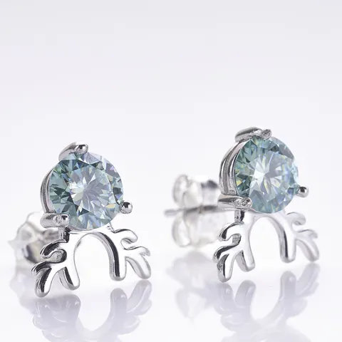 Pendientes de Botón de Plata de Ley S925 con Moissanita y Astas de Reno para Mujer Joyería de Navidad Regalo Elegante Forma Animal