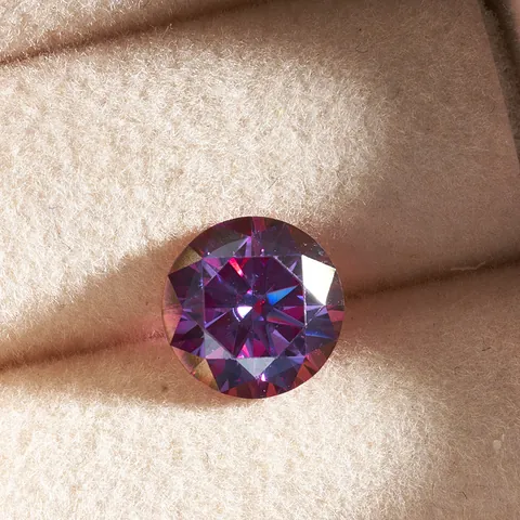 Ronde Briljant Geslepen Moissaniet Losse Steen VVS Helderheid Donkerpaarse Kleur Voor Sieraden Maken DIY Gefacetteerde Edelsteen