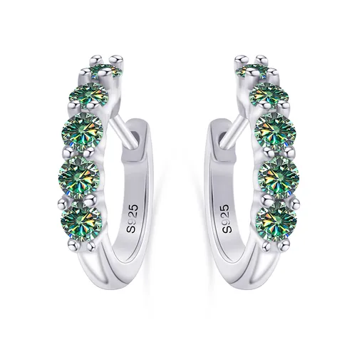 Boucles d'Oreilles Créoles en Argent Sterling S925 pour Femmes Avec Moissanite Coupe Ronde Scintillante Bijoux Classiques de Luxe Cadeau