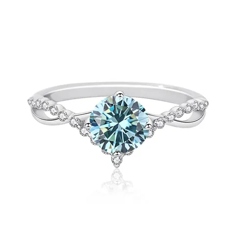 925 Sterling Silver Moissanite Ring For Women Twisted Infinity Band Round Cut Zirconia Engagement Wedding Promise Jewelry Gift